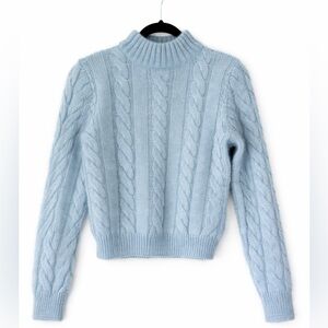 SOLD!! Gianni Versace couture Sky Blue Cable Knit Turtleneck Sweater